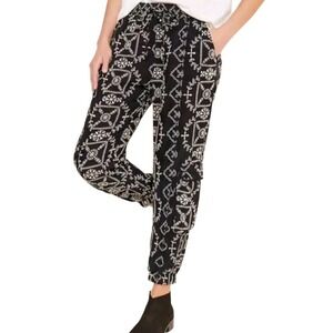 Pete & Greta Johnny Was Black Floral Embroidered Cargo Jogger Pants XS Bohemian